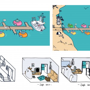 Various sub dock and boat int designs